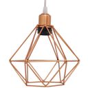 Ver imagem 4 de Pendente Aramado Diamante Luminária Lustre Luxo P Cabo Cristal Teto Retrô Cobre Rose Gold
