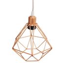 Ver imagem 5 de Pendente Aramado Diamante Luminária Lustre Luxo P Cabo Cristal Teto Retrô Cobre Rose Gold