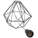 Ver imagem 6 de Pendente Aramado Diamante Luminária Lustre Luxo P Cabo Cristal Teto Retrô Preto Agp Ilumini
