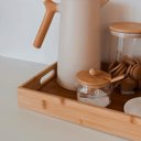 Ver imagem 3 de Bandeja Retangular de Bambu com Alça Café da Manhã Cantinho do Café Decorativa Mimo 40x25x5cm - Marr