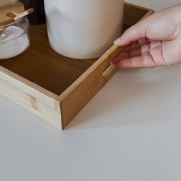 Bandeja Retangular de Bambu com Alça Café da Manhã Cantinho do Café Decorativa Mimo 40x25x5cm - Marr - 4