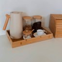 Ver imagem 6 de Bandeja Retangular de Bambu com Alça Café da Manhã Cantinho do Café Decorativa Mimo 40x25x5cm - Marr