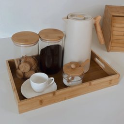 Bandeja Retangular de Bambu com Alça Café da Manhã Cantinho do Café Decorativa Mimo 40x25x5cm - Marr - 2