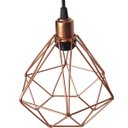 Ver imagem 5 de 3 Pendentes Aramado Diamante Luminária Lustre Retrô Balcão Cobre Rose Gold + 3 Lâmpadas Led