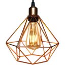 Ver imagem 3 de 3 Pendentes Aramado Diamante Luminária Lustre Retrô Balcão Cobre Rose Gold + 3 Lâmpadas Led