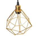 Ver imagem 5 de 3 Pendentes Aramado Diamante Luminária Lustre Retrô Balcão Dourado + 3 Lâmpada Led ST64 Vintage