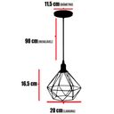 Ver imagem 2 de 3 Pendentes Aramado Diamante Luminária Lustre Retrô Balcão Dourado + 3 Lâmpada Led ST64 Vintage