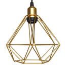 Ver imagem 4 de 3 Pendentes Aramado Diamante Luminária Lustre Retrô Balcão Dourado + 3 Lâmpada Led ST64 Vintage