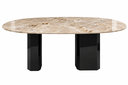 Ver imagem 1 de Mesa de Jantar Orgânica Cora 160x90cm Base Dupla - Mármore Travertino