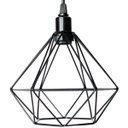 Ver imagem 4 de 3 Pendentes Aramado Diamante Luminária Lustre Retrô Balcão Preto + 3 Lâmpadas Led ST64 Vintage
