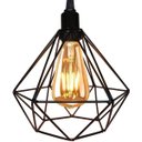 Ver imagem 3 de 3 Pendentes Aramado Diamante Luminária Lustre Retrô Balcão Preto + 3 Lâmpadas Led ST64 Vintage