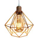 Ver imagem 3 de 3 Pendentes Aramado Diamante Lustre Cabo Cristal Cobre Rose Gold + 3 Lãmpadas Led ST64 Vintage