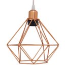 Ver imagem 4 de 3 Pendentes Aramado Diamante Lustre Cabo Cristal Cobre Rose Gold + 3 Lãmpadas Led ST64 Vintage