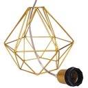 Ver imagem 6 de 3 Pendentes Aramado Diamante Lustre Cabo Cristal Dourado + 3 Lãmpadas Led ST64 Vintage Retrô