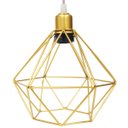 Ver imagem 4 de 3 Pendentes Aramado Diamante Lustre Cabo Cristal Dourado + 3 Lãmpadas Led ST64 Vintage Retrô