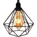 Ver imagem 3 de 3 Pendentes Aramado Diamante Lustre Cabo Cristal Preto + 3 Lãmpadas Led ST64 Vintage Retrô