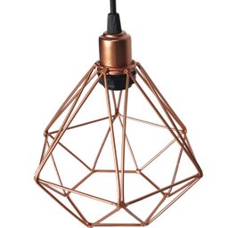 Pendente Aramado Diamante Cabo 1,5 Mt Luminária Lustre Pequeno Teto Retrô Cobre Rose Gold - 5