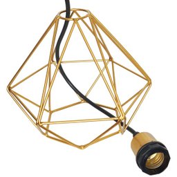 Pendente Aramado Diamante Cabo 1,5 Mt Luminária Lustre Pequeno Teto Retrô Dourado Agp Ilumini - 6 Pendente Aramado Diamante Cabo 1,5 Mt Luminária Lustre Pequeno Teto Retrô Dourado Agp Ilumini - 6