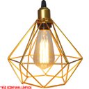 Ver imagem 3 de Pendente Aramado Diamante Cabo 1,5 Mt Luminária Lustre Pequeno Teto Retrô Dourado Agp Ilumini