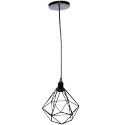 Pendente Aramado Diamante Cabo 1,5 Mt Luminária Lustre Pequeno Teto Retrô Preto Agp Ilumini - 1 Pendente Aramado Diamante Cabo 1,5 Mt Luminária Lustre Pequeno Teto Retrô Preto Agp Ilumini - 1