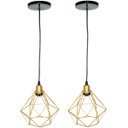 Ver imagem 1 de 2 Pendentes Aramado Diamante Cabo 1,5 Mt Luminária Lustre P Teto Retrô Dourado Agp Ilumini