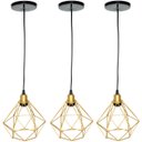 Ver imagem 1 de 3 Pendentes Aramado Diamante Cabo 1,5 Mt Luminária Lustre P Teto Retrô Dourado Agp Ilumini