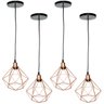 4 Pendentes Aramado Diamante Cabo 1,5 Mt Luminária Lustre P Teto Retrô Cobre Rose Gold Agp - 1