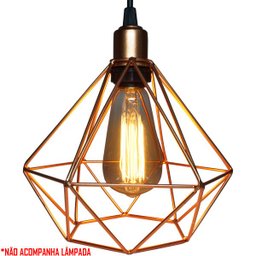 4 Pendentes Aramado Diamante Cabo 1,5 Mt Luminária Lustre P Teto Retrô Cobre Rose Gold Agp - 3