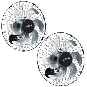 Kit 2 Ventiladores Parede 50cm 200W Industrial Turbo Turbão 6 Pás Bivolt 110V 220V Preto Vitalex