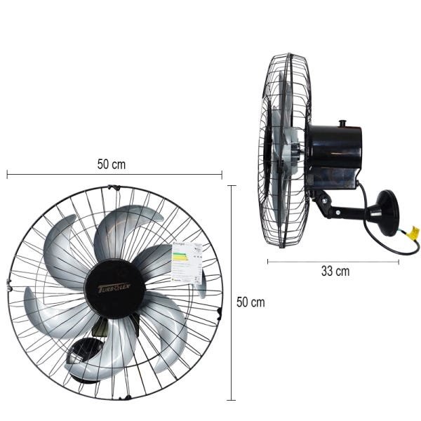 Kit 4 Ventiladores Parede 50cm 200W Industrial Turbo Turbão 6 Pás Bivolt 110V 220V Preto Vitalex - 3