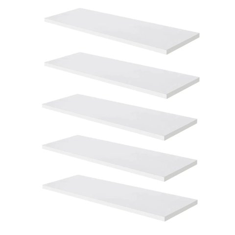 Kit 5 Prateleiras Branca MDF 60x20cm 15mm Parede Sala Quarto