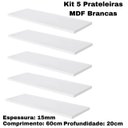 Ver imagem 7 de Kit 5 Prateleiras Branca MDF 60x20cm 15mm Parede Sala Quarto