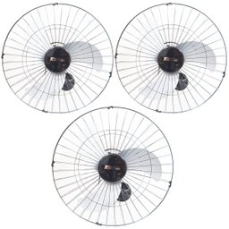 Kit 3 Ventiladores Parede 60cm 200W Industrial Turbo Turbão 3 Pás Bivolt 110V 220V Preto Vitalex - 1