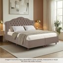 Ver imagem 2 de Kit Cama Box King + Cabeceira Estofada em Madeira Maciça Curva Provençal com Capitonê Marrom