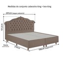 Ver imagem 5 de Kit Cama Box King + Cabeceira Estofada em Madeira Maciça Curva Provençal com Capitonê Marrom