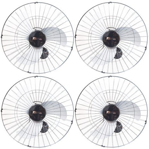 Kit 4 Ventiladores Parede 60cm 200W Industrial Turbo Turbão 3 Pás Bivolt 110V 220V Preto Vitalex