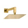 Ducha Quadrada Dourada Em Inox 20x20 Braço 38 Cm Gold Parede - 1