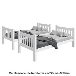 Beliche Atlanta Multifuncional Reforçada que Vira Duas Camas Branca - 3 Beliche Atlanta Multifuncional Reforçada que Vira Duas Camas Branca - 3