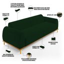 Ver imagem 4 de Sofá 03 Lugares Para Sala de Estar Kiev 210 cm D02 Veludo Verde Musgo C-303 - Lyam Decor