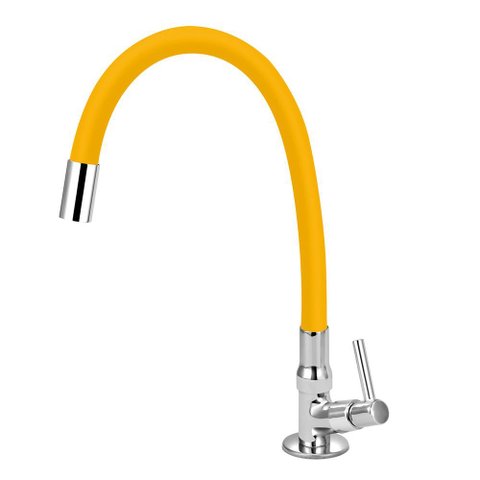 Torneira Cozinha de Mesa Tubo Gourmet Flexível Amarelo