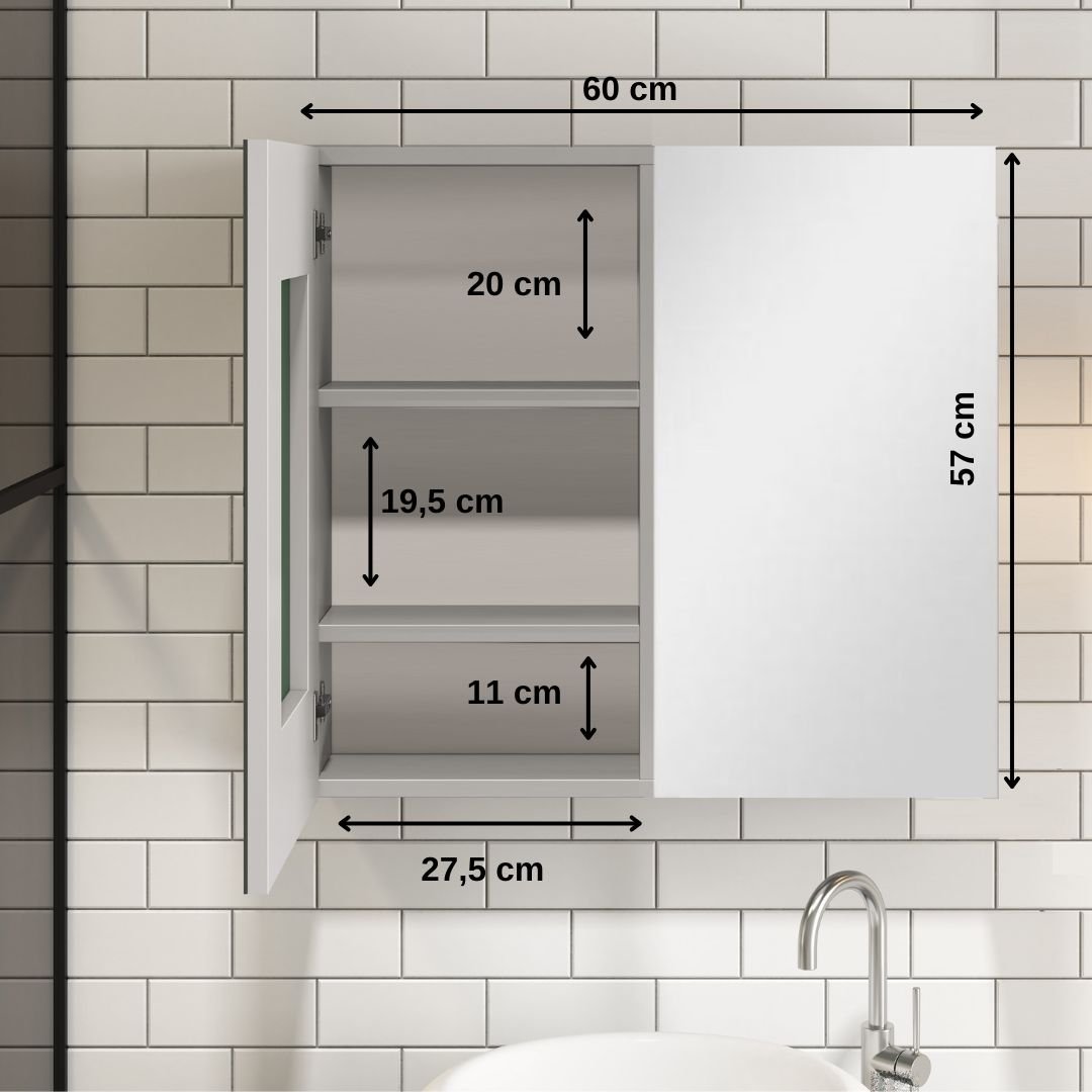 Ver imagem 4 de Espelheira De Parede Para Banheiro Life 60x57x14 Cor: Cinza