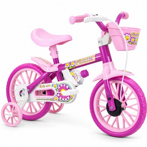 Bicicleta Infantil Aro 12 Nathor Rodinhas e Garrafinha 3+ Anos