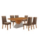 Ver imagem 1 de Mesa de Jantar Aster Yasmin 180 cm Tampo MDF Canto Copo Laminado com 6 Cadeiras Moderna Mobília
