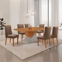 Ver imagem 2 de Mesa de Jantar Aster Yasmin 180 cm Tampo MDF Canto Copo Laminado com 6 Cadeiras Moderna Mobília