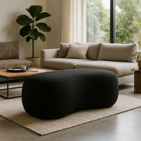 Puff Redondo Orgânico Moderno Feijão Sala Quarto Recpção Luxo 100cm