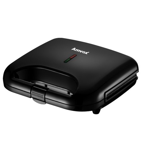 Sanduicheira e Grill Elétrica Antiaderente  Amvox AMS 370 Black (110V)