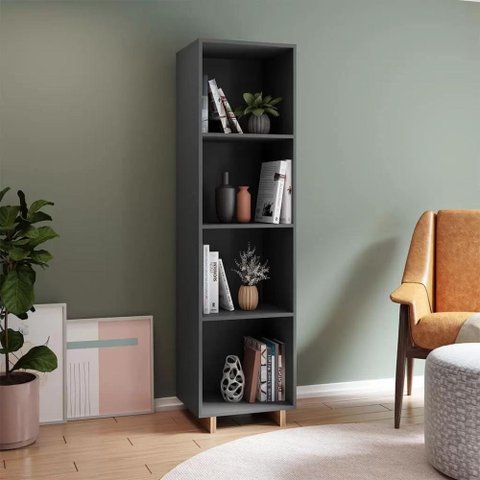 Estante Livreiro 3 Prateleiras Nomad Appunto Cinza/Castanho
