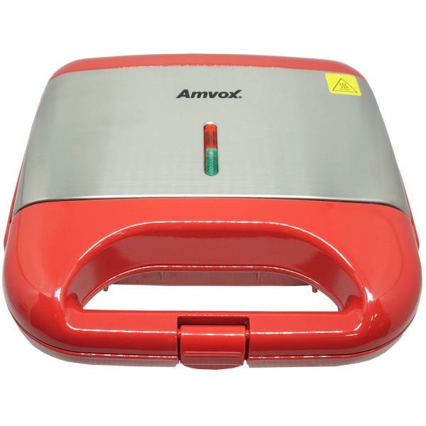 Sanduicheira e Grill Elétrica Antiaderente Inox Amvox Ams 500 Red (110v) - 3