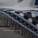 Ver imagem 6 de Kit Xale para Sofá Franja Grécia Tecido Jacquard Almofadas Cheias 5 Peças Azul