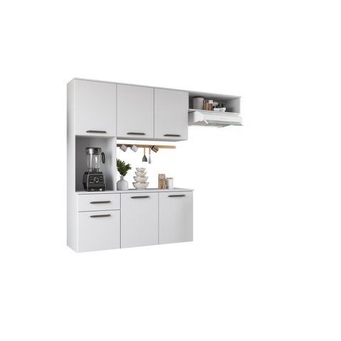 Armário de Cozinha Branco Suspenso com 6 Portas 1 Gaveta Espaçoso Gi